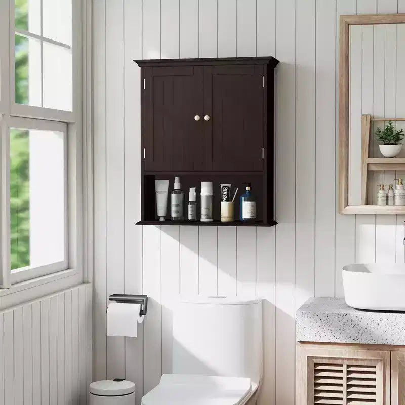 Armoire de rangement murale pour salle de bain Armoire à pharmacie Noir/Marron/Gris/Blanc