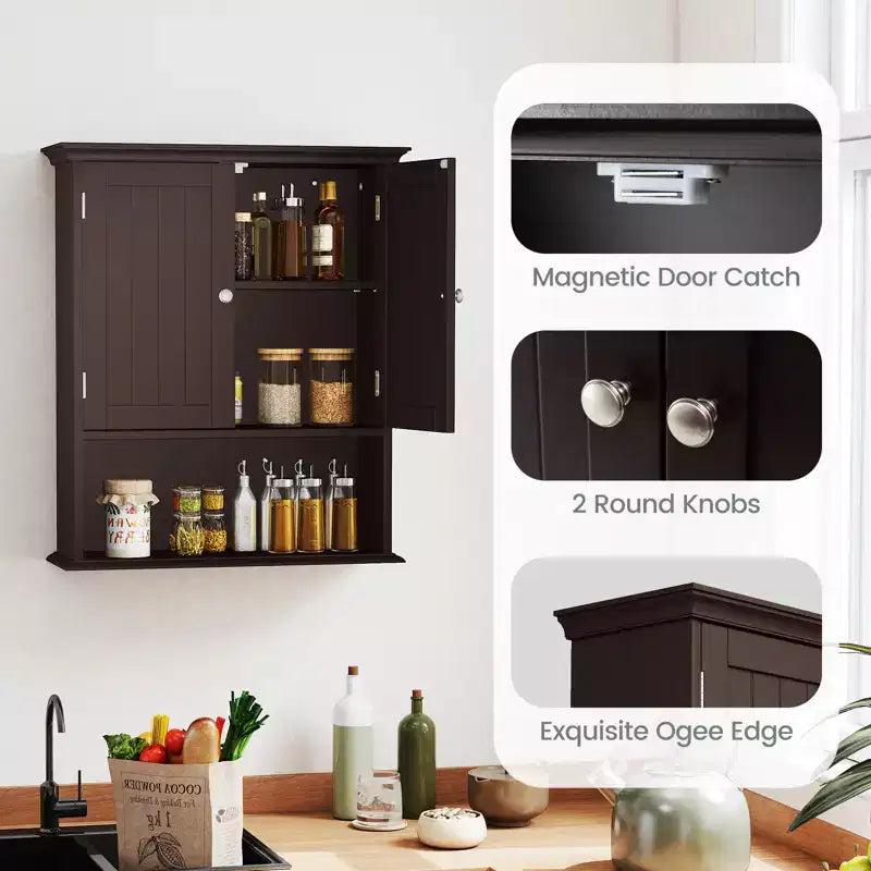 Armoire de rangement murale pour salle de bain Armoire à pharmacie Noir/Marron/Gris/Blanc