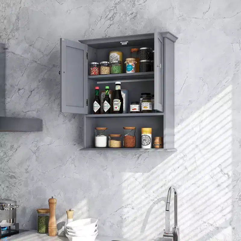 Armoire de rangement murale pour salle de bain Armoire à pharmacie Noir/Marron/Gris/Blanc