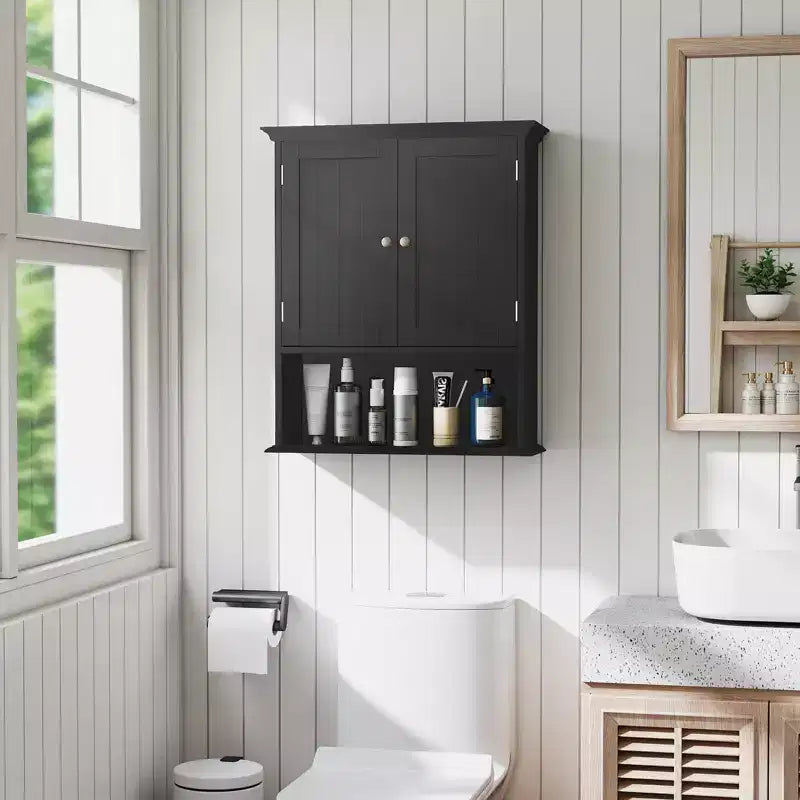 Armoire de rangement murale pour salle de bain Armoire à pharmacie Noir/Marron/Gris/Blanc
