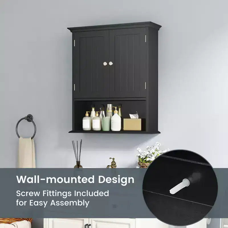 Armoire de rangement murale pour salle de bain Armoire à pharmacie Noir/Marron/Gris/Blanc