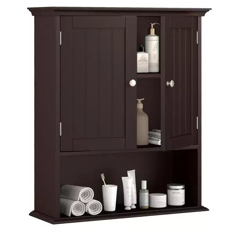 Meuble haut de salle de bain Costway Armoire de rangement murale Armoire à pharmacie Noir/Marron/Gris/Blanc