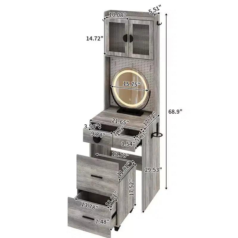 Coiffeuse avec lumières LED et prises de courant