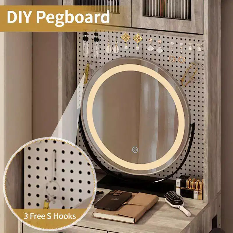 Coiffeuse avec lumières LED et prises de courant