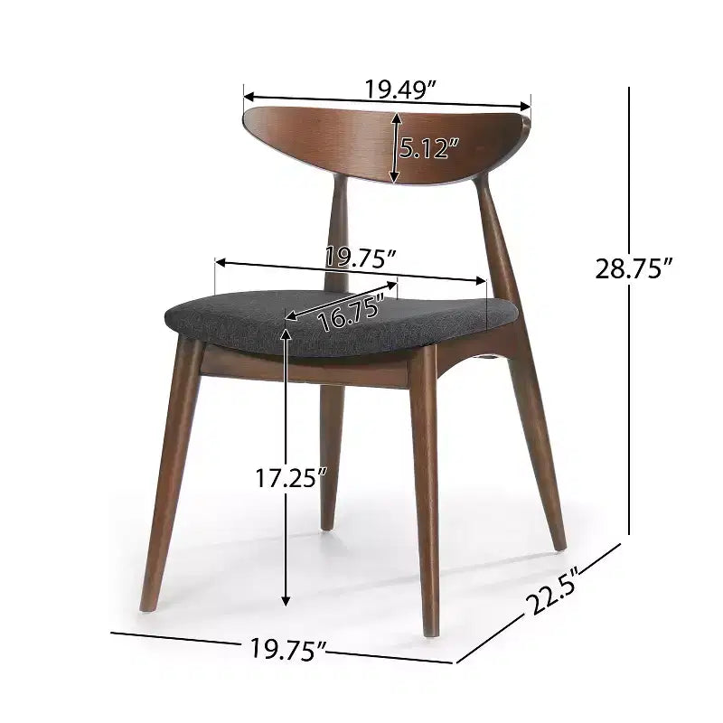 Chaises de salle à manger Barron Mid Century Modern en hévéa et tissu (lot de 2)