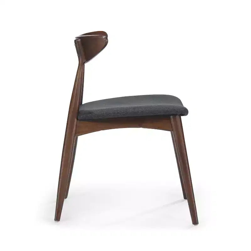 Chaises de salle à manger Barron Mid Century Modern en hévéa et tissu (lot de 2)
