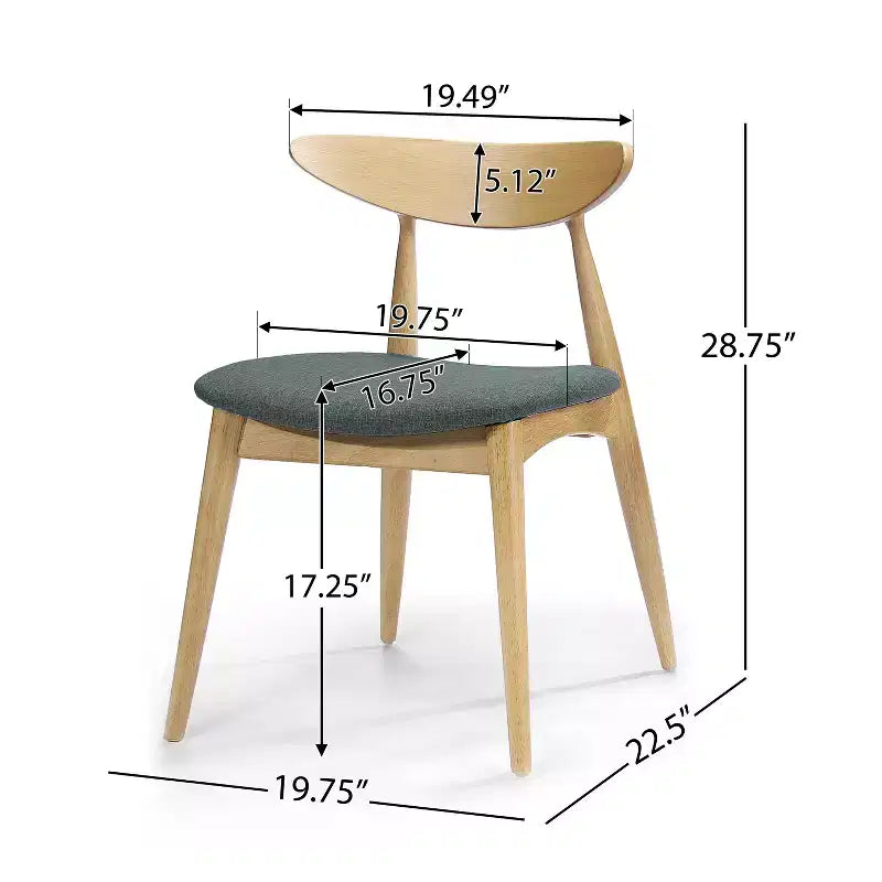 Chaises de salle à manger Barron Mid Century Modern en hévéa et tissu (lot de 2)