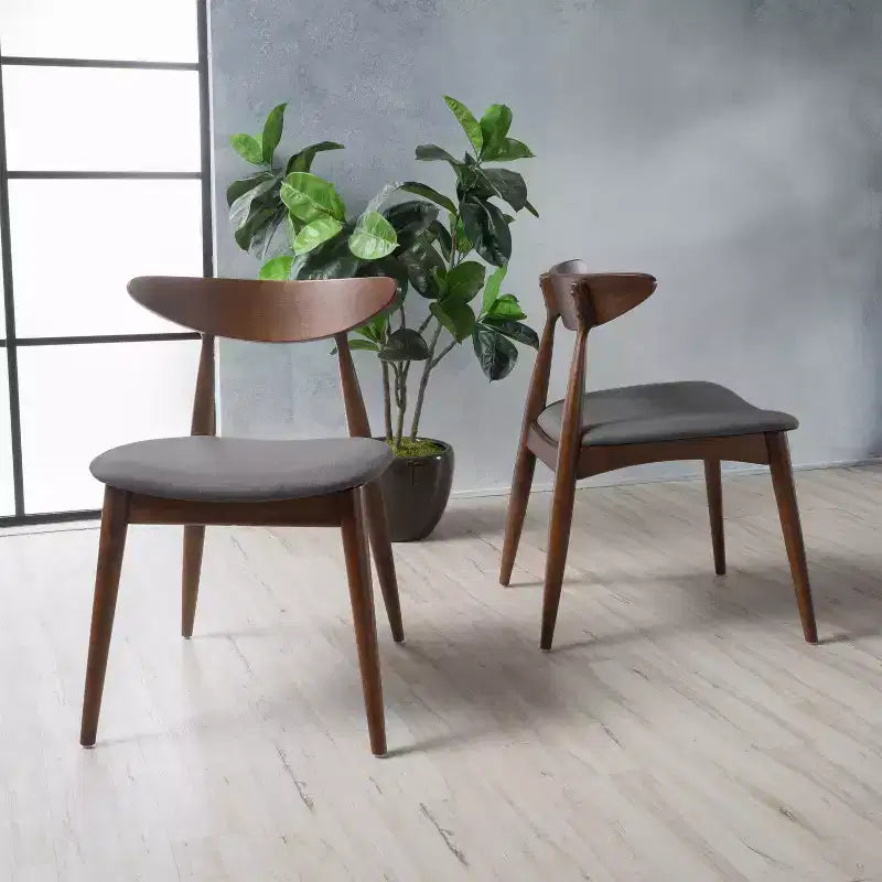 Chaises de salle à manger Barron Mid Century Modern en hévéa et tissu (lot de 2)