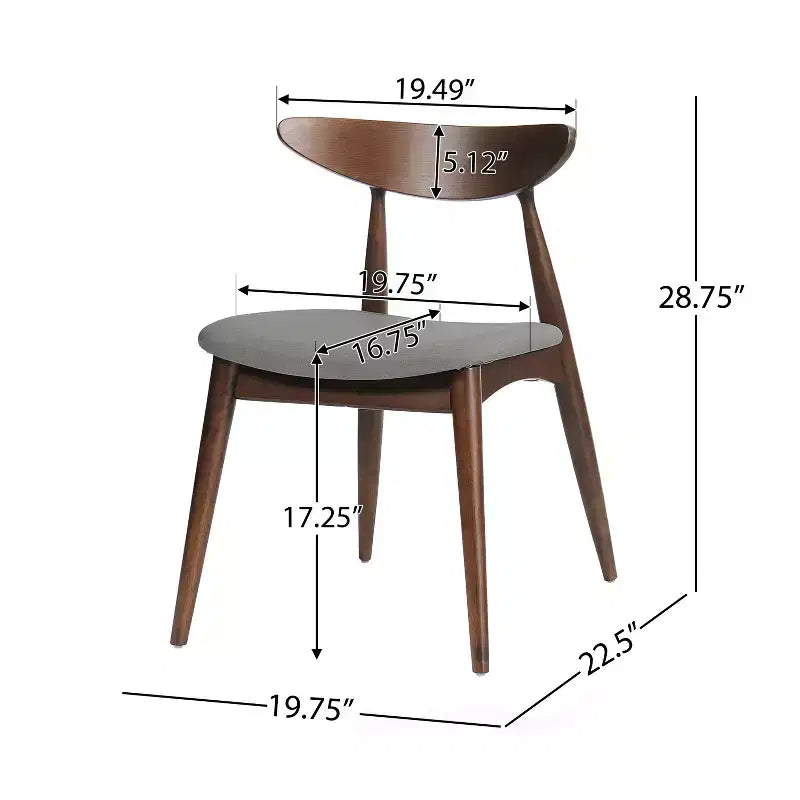 Chaises de salle à manger Barron Mid Century Modern en hévéa et tissu (lot de 2)