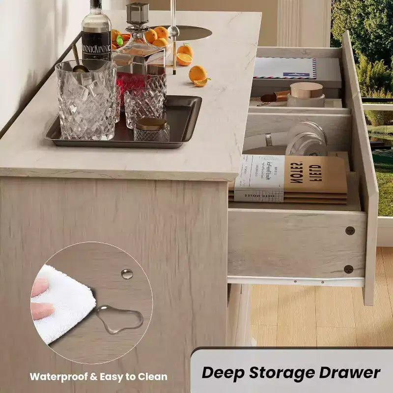 Commode à 8 tiroirs pour chambre à coucher, double commode large, grande commode horizontale avec tiroirs profonds, rangement moderne pour salon, couloir, chambre d'enfant
