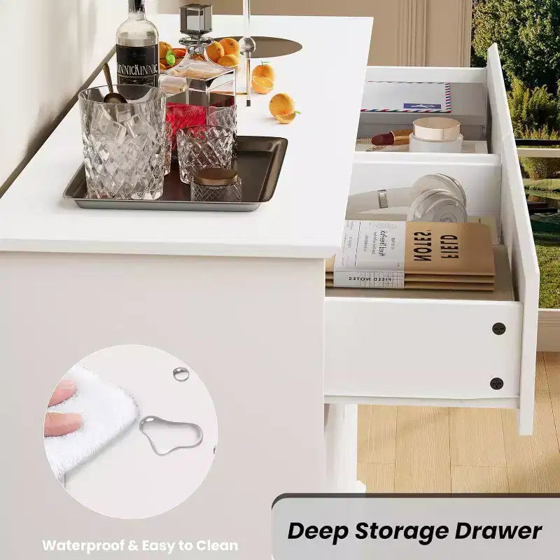 Commode à 8 tiroirs pour chambre à coucher, double commode large, grande commode horizontale avec tiroirs profonds, rangement moderne pour salon, couloir, chambre d'enfant