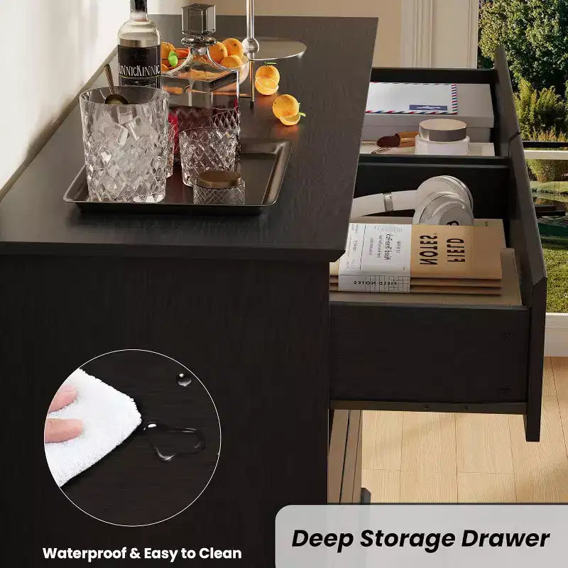 Commode à 8 tiroirs pour chambre à coucher, double commode large, grande commode horizontale avec tiroirs profonds, rangement moderne pour salon, couloir, chambre d'enfant