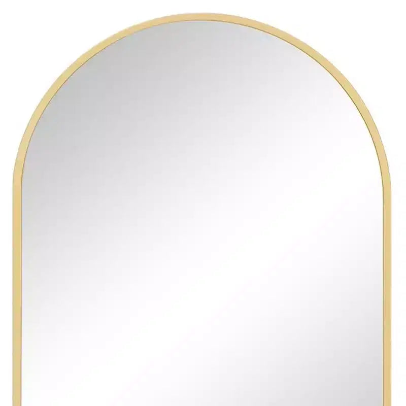 Miroir d'appoint encadré en arc de métal doré 30 po