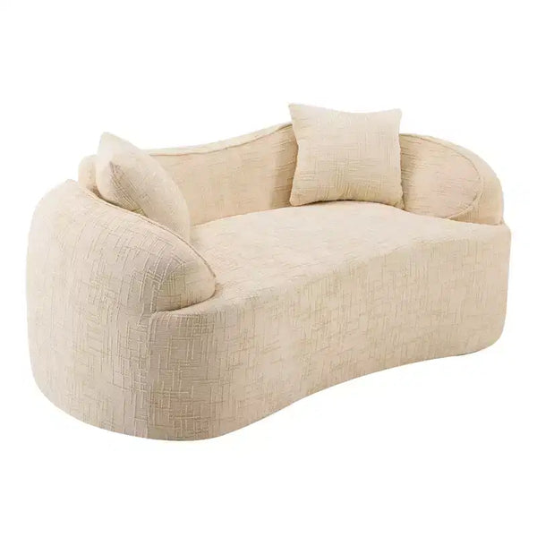 Clihome Curved Two-Person Compress Sofa with Armrests & 2 Pillows