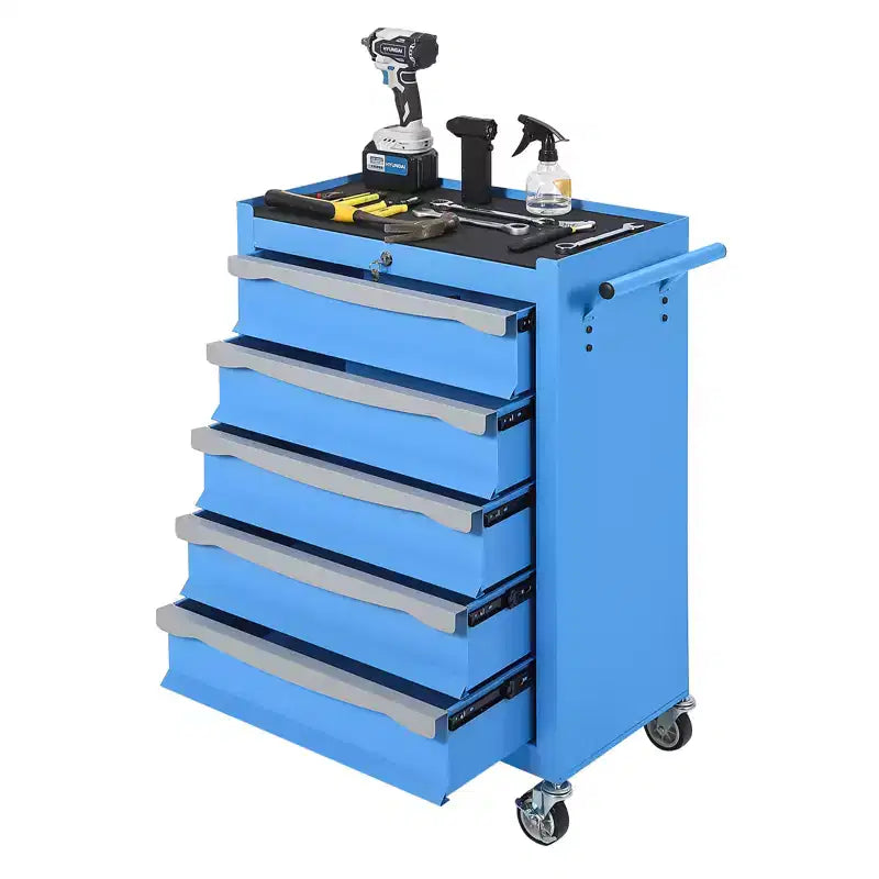 Servante d'atelier 7 tiroirs grande capacité avec verrouillage à clé, tapis de tiroir, boucle de liaison et roulettes lisses