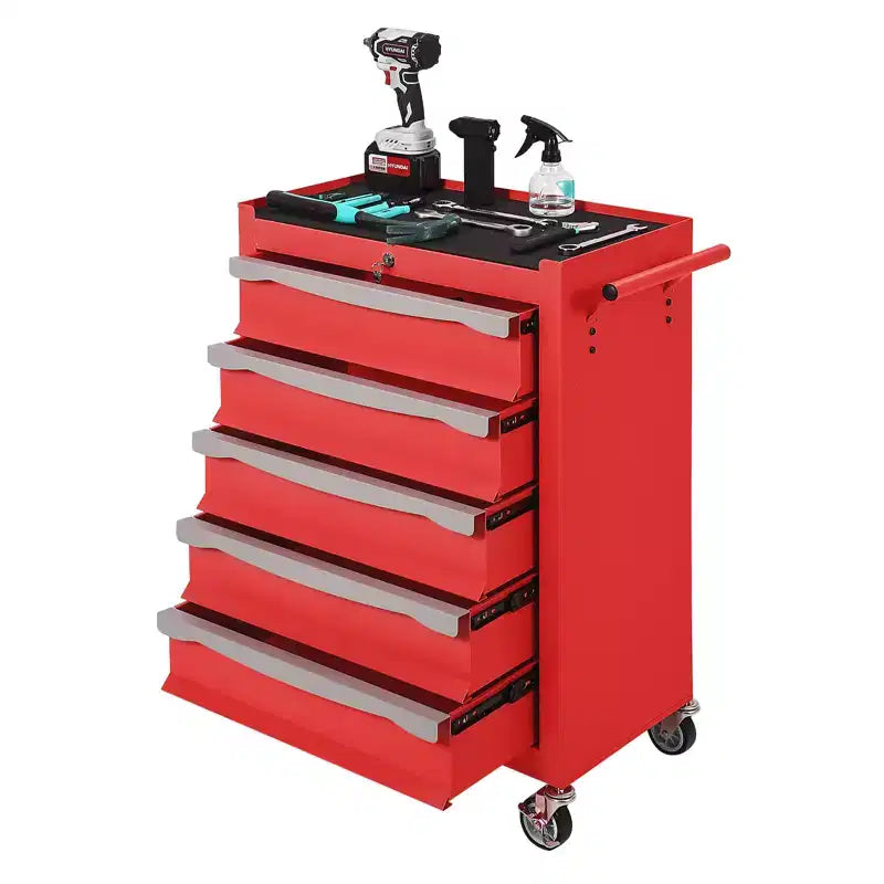 Servante d'atelier 7 tiroirs grande capacité avec verrouillage à clé, tapis de tiroir, boucle de liaison et roulettes lisses