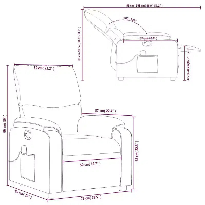 Fauteuil de massage inclinable en polyester, métal, contreplaqué Simple