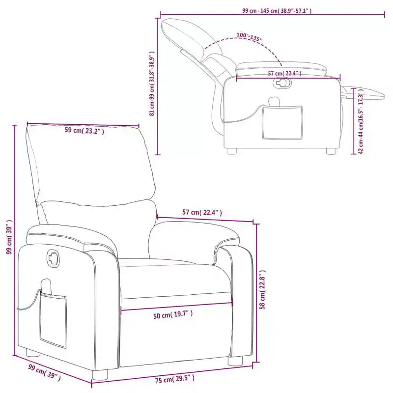 Fauteuil de massage inclinable en polyester, métal, contreplaqué Simple