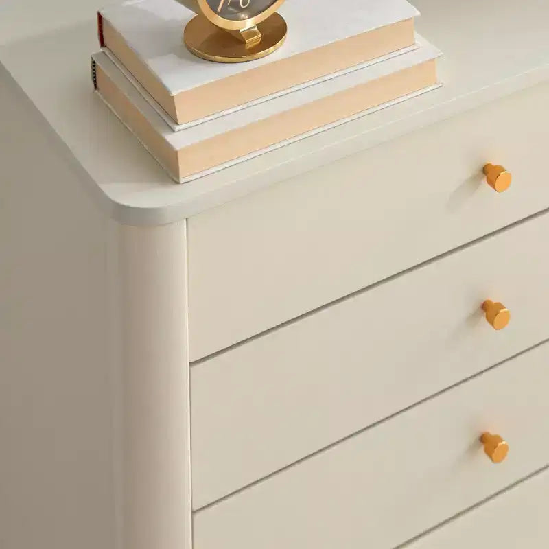 Commode 4 tiroirs et 1 porte aspect rotin coloris ivoire