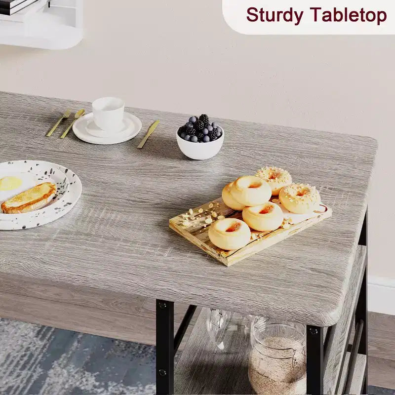 Table de cuisine, table de salle à manger et 2 chaises de bar rembourrées avec 3 grandes étagères de rangement, table en bois pour petits espaces, appartement, maison