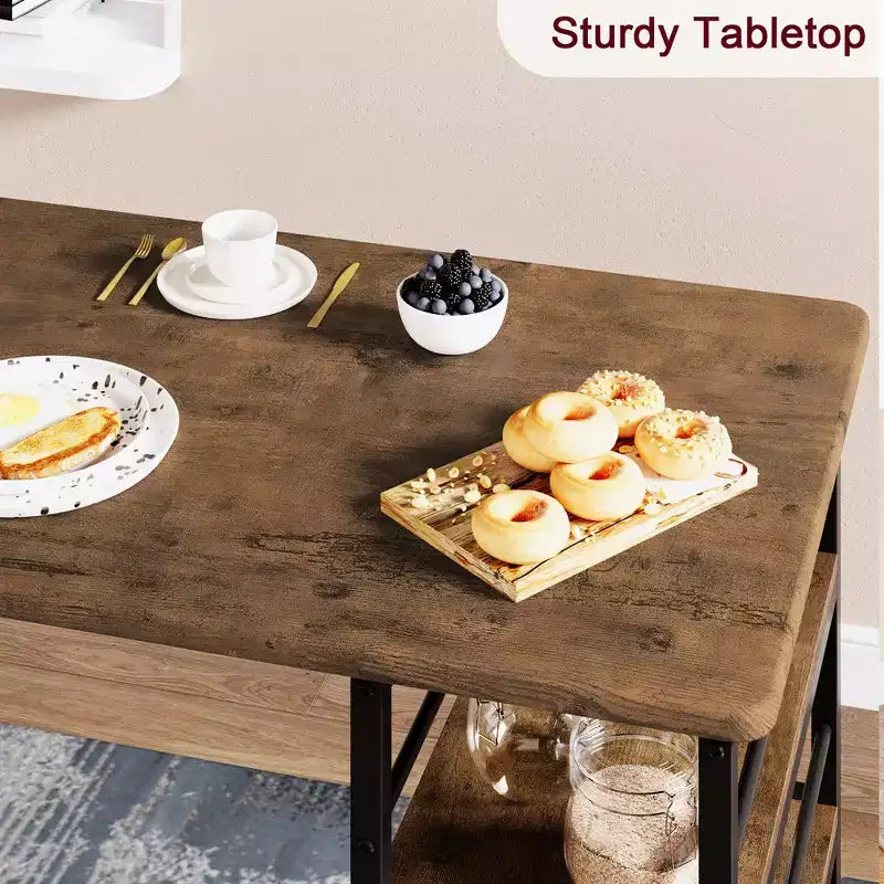 Table de cuisine, table de salle à manger et 2 chaises de bar rembourrées avec 3 grandes étagères de rangement, table en bois pour petits espaces, appartement, maison