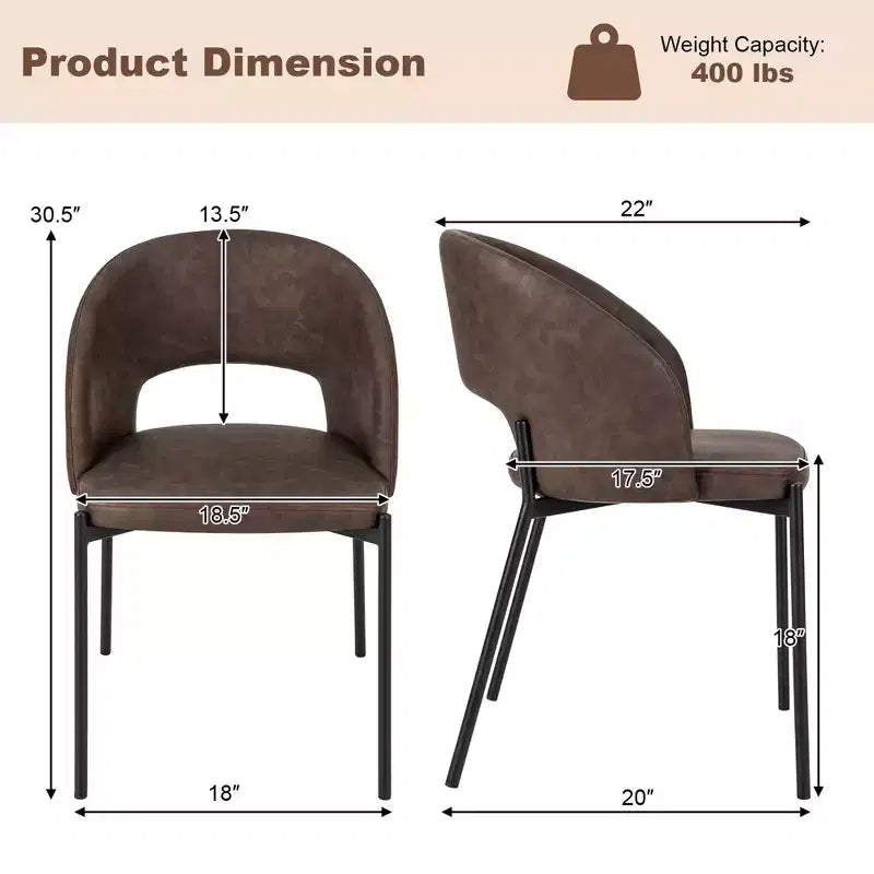 Chaise de salle à manger (lot de 2/4) avec coussin en éponge haute densité et cadre robuste en X