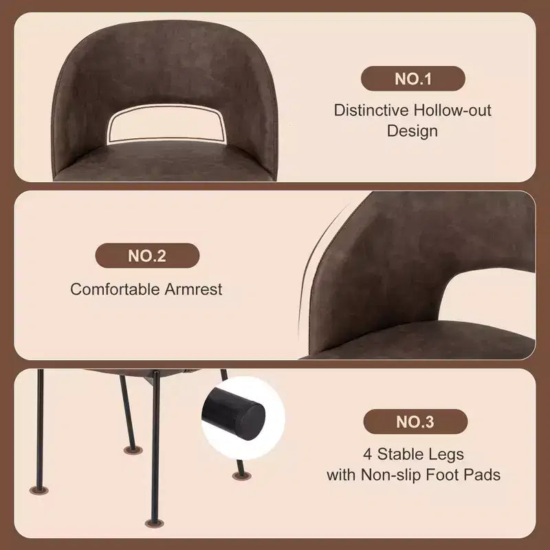 Chaise de salle à manger (lot de 2/4) avec coussin en éponge haute densité et cadre robuste en X