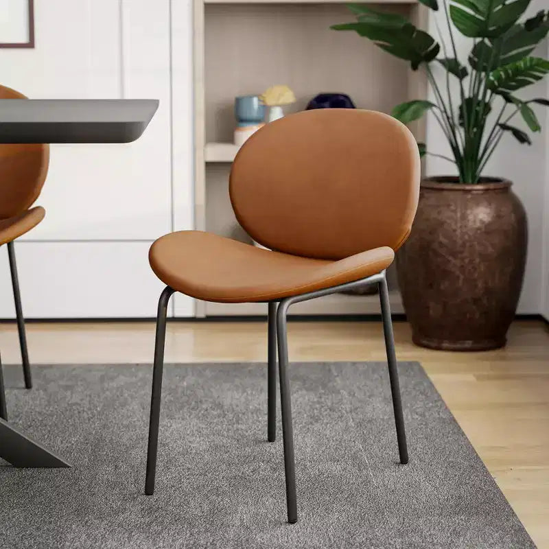 Servos Chaise de salle à manger moderne, lot de 2, assise rembourrée en similicuir PU avec dossier incurvé et pieds en métal, confortable pour cuisine, salle à manger, café