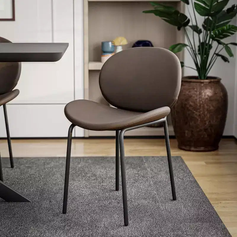 Servos Chaise de salle à manger moderne, lot de 2, assise rembourrée en similicuir PU avec dossier incurvé et pieds en métal, confortable pour cuisine, salle à manger, café