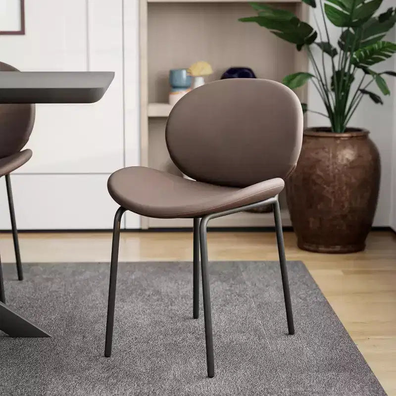 Servos Chaise de salle à manger moderne, lot de 2, assise rembourrée en similicuir PU avec dossier incurvé et pieds en métal, confortable pour cuisine, salle à manger, café