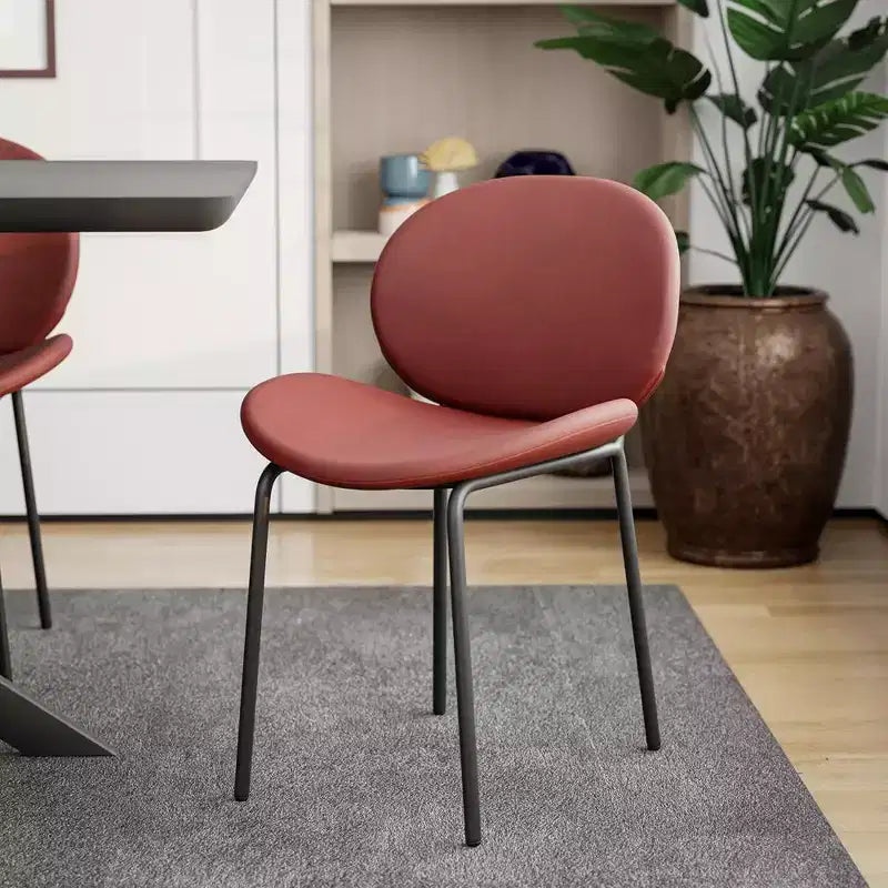 Servos Chaise de salle à manger moderne, lot de 2, assise rembourrée en similicuir PU avec dossier incurvé et pieds en métal, confortable pour cuisine, salle à manger, café