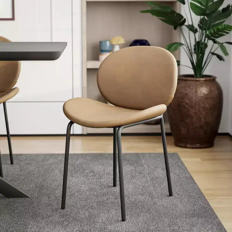 Servos Chaise de salle à manger moderne, lot de 2, assise rembourrée en similicuir PU avec dossier incurvé et pieds en métal, confortable pour cuisine, salle à manger, café