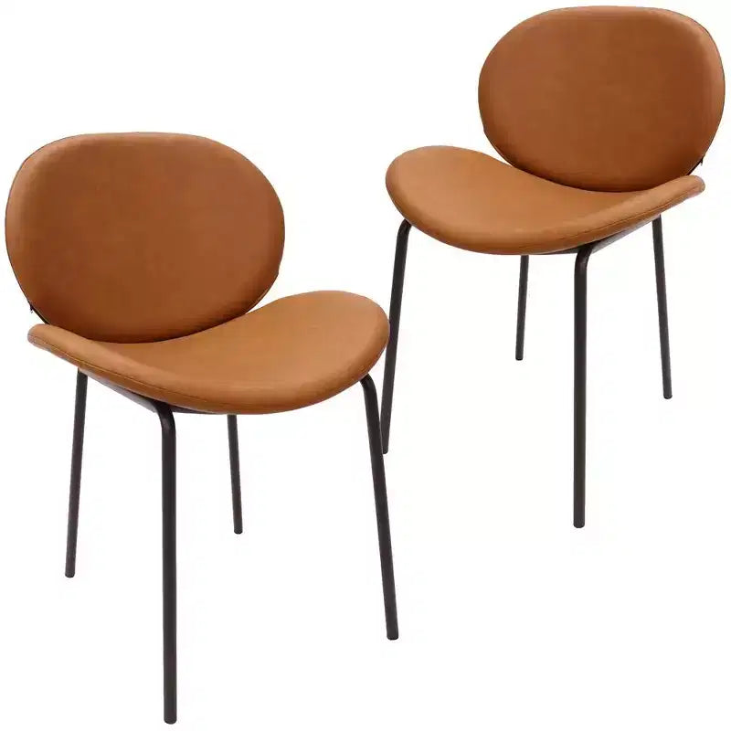 LeisureMod Servos - Lot de 2 chaises de salle à manger modernes - Assise rembourrée en cuir PU avec dossier incurvé et pieds en métal - Confortables pour cuisine, salle à manger, café
