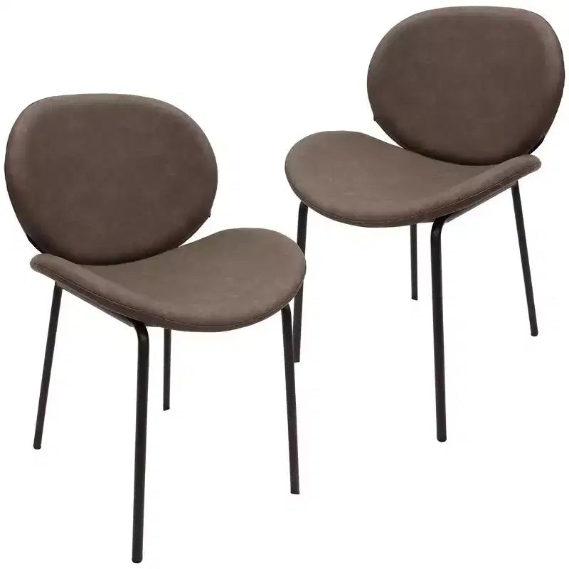 LeisureMod Servos - Lot de 2 chaises de salle à manger modernes - Assise rembourrée en cuir PU avec dossier incurvé et pieds en métal - Confortables pour cuisine, salle à manger, café