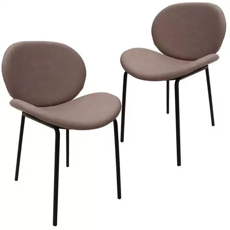 LeisureMod Servos - Lot de 2 chaises de salle à manger modernes - Assise rembourrée en cuir PU avec dossier incurvé et pieds en métal - Confortables pour cuisine, salle à manger, café