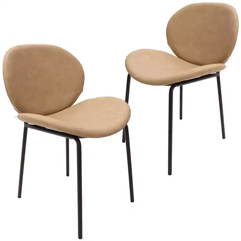 LeisureMod Servos - Lot de 2 chaises de salle à manger modernes - Assise rembourrée en cuir PU avec dossier incurvé et pieds en métal - Confortables pour cuisine, salle à manger, café